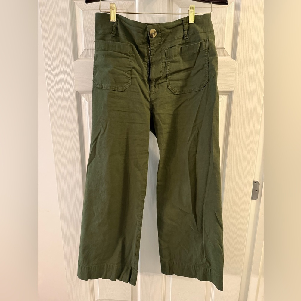 Anthropologie Maeve The Collette Olive Color Wide Leg Pants